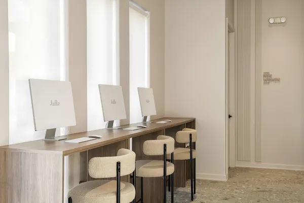 a table and chairs in a room