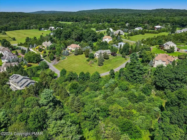 a view of a green field with lots of bushes