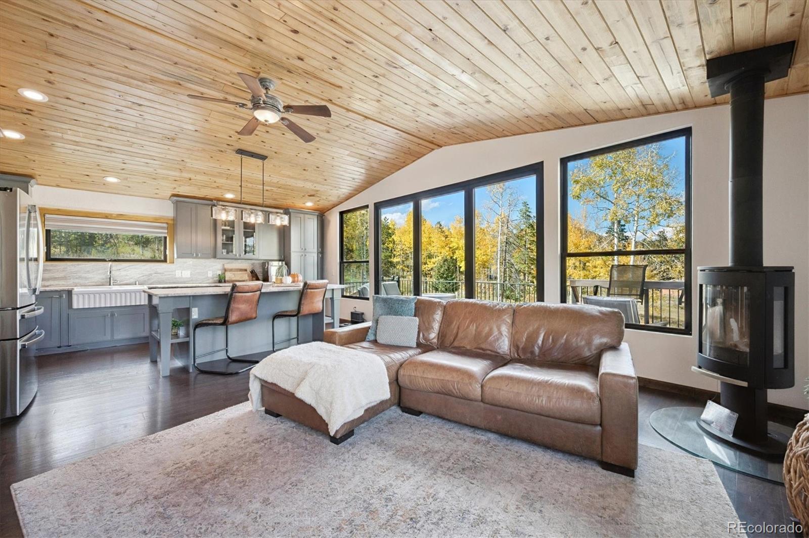 12369 Quartz Spur Conifer, CO 80433 - Photo 6 of 36 a living room with furniture and a flat screen tv