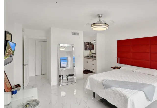 a view of a lake with a mountain in the background