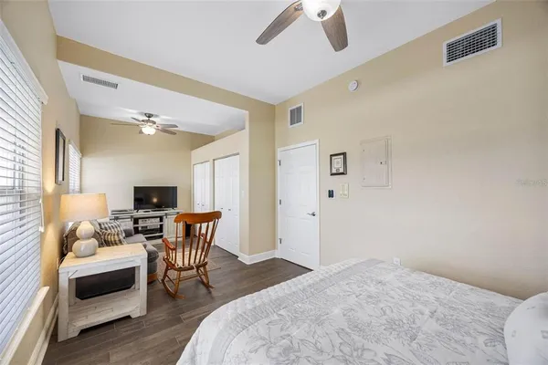 a view of entryway with wooden floor