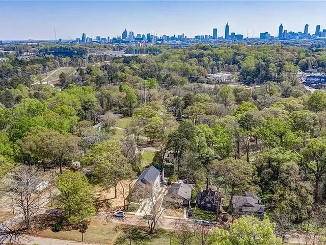 an aerial view of a city