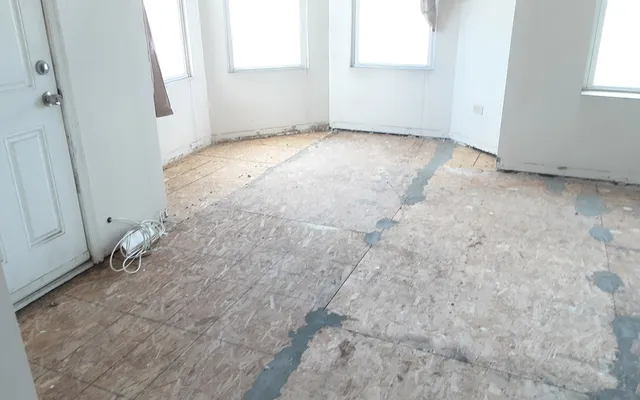 an empty room with a window