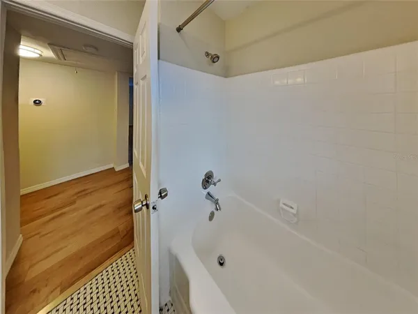 a bathroom with a bathtub