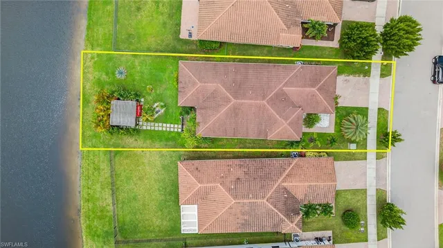 an aerial view of a house