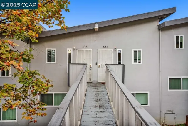 a porch with seating space