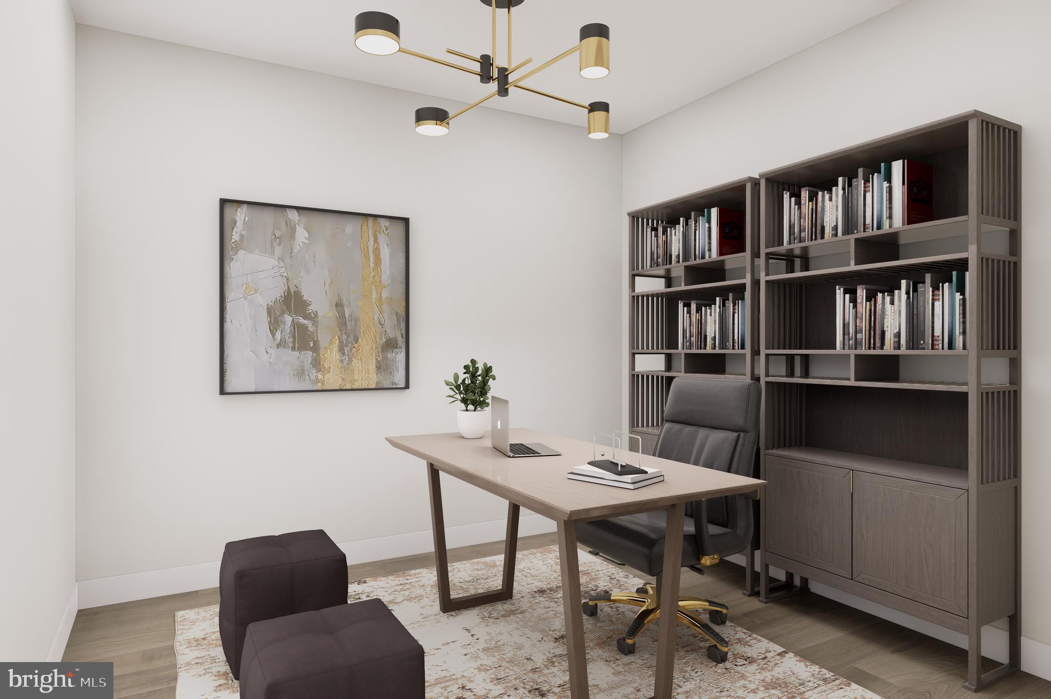 1121 Fortune Terrace, Unit 308 Potomac, MD 20854 - Photo 8 of 12 a workspace with a bookshelf