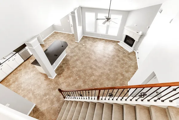 a view of a fireplace in a room