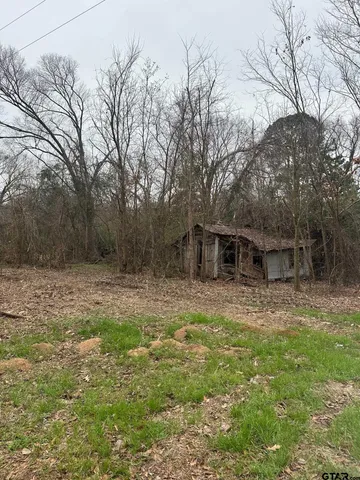 a yellow house in middle of the forest