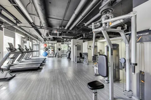 a view of a room with gym equipment
