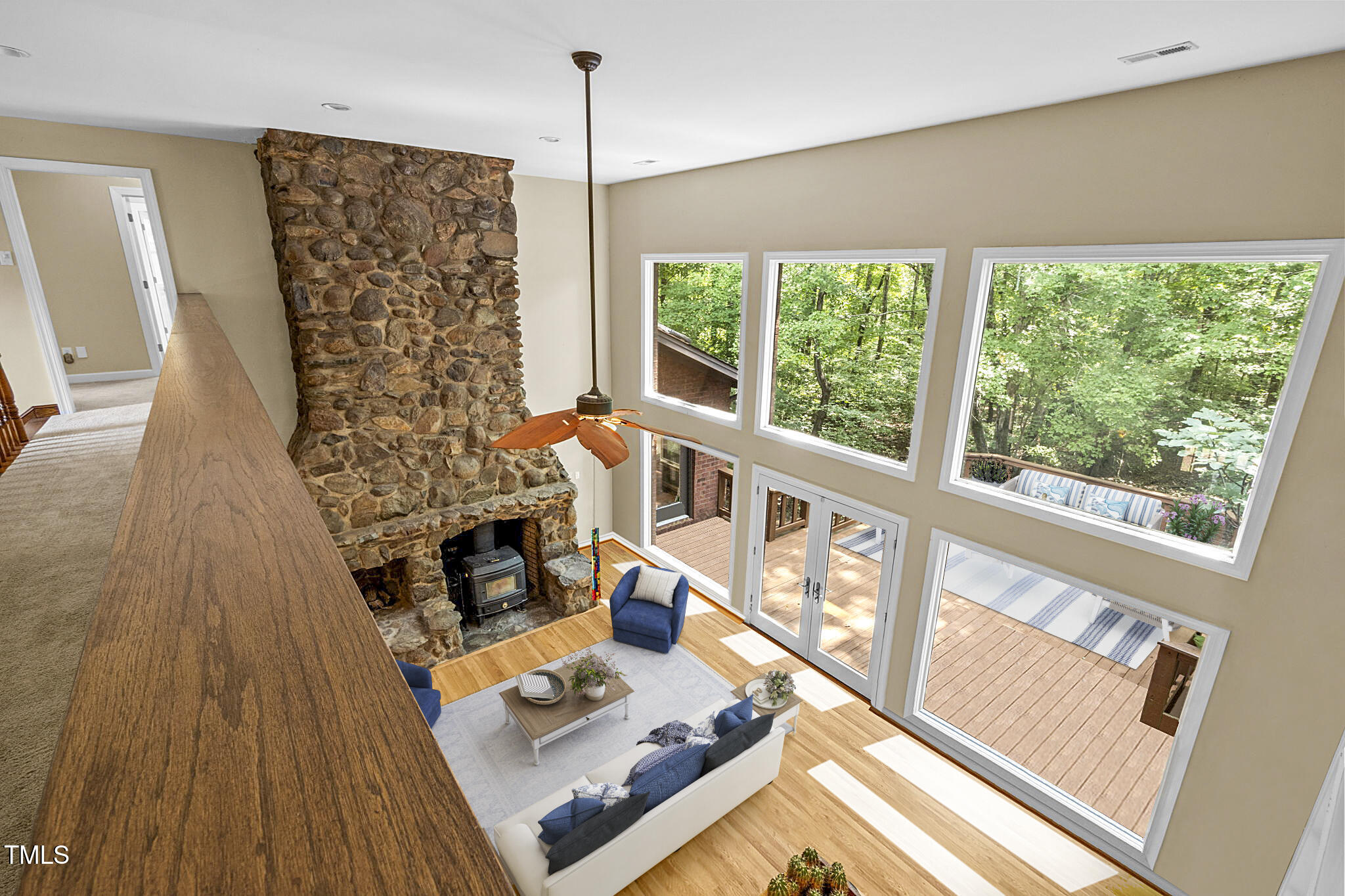 4811 New Sharon Church Road Hillsborough, NC 27278 - Photo 21 of 84 a living room with furniture and a floor to ceiling window