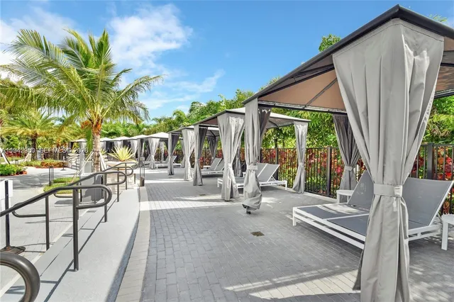 an outdoor space with patio