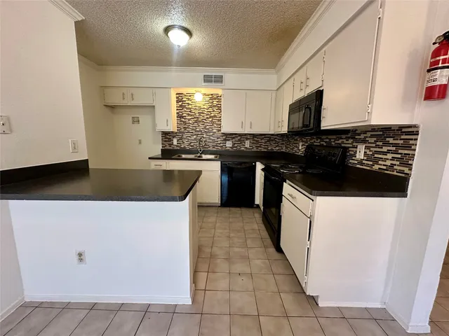 a kitchen with a sink a stove and cabinets