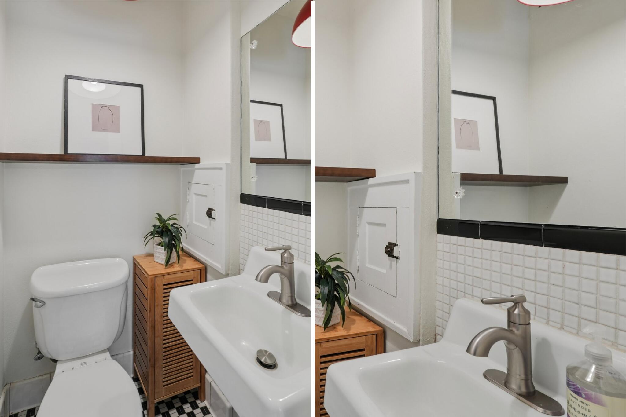 5671 North Bay Ridge Avenue Whitefish Bay, WI 53217 - Photo 23 of 39 Laundry chute...and always-in-style black and white tile!