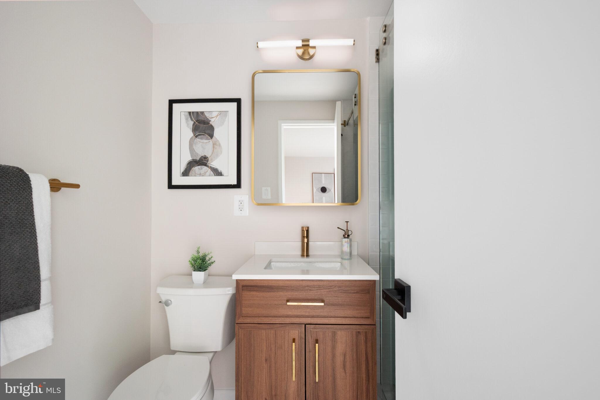 1309 4th Street Southwest, Unit TH9 Washington, DC 20024 - Photo 33 of 63 a bathroom with a toilet a sink and mirror