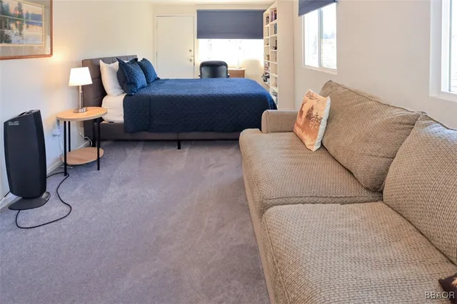 a bedroom with furniture and a window