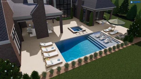 an aerial view of a house having yard