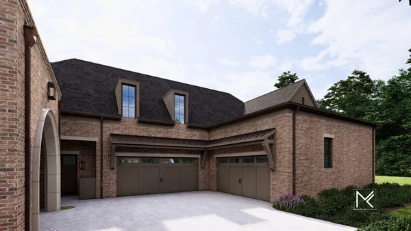 a front view of a house with a garage