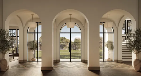 a view of an entryway with a door