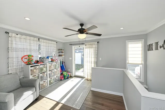 a storage room with furniture and a window