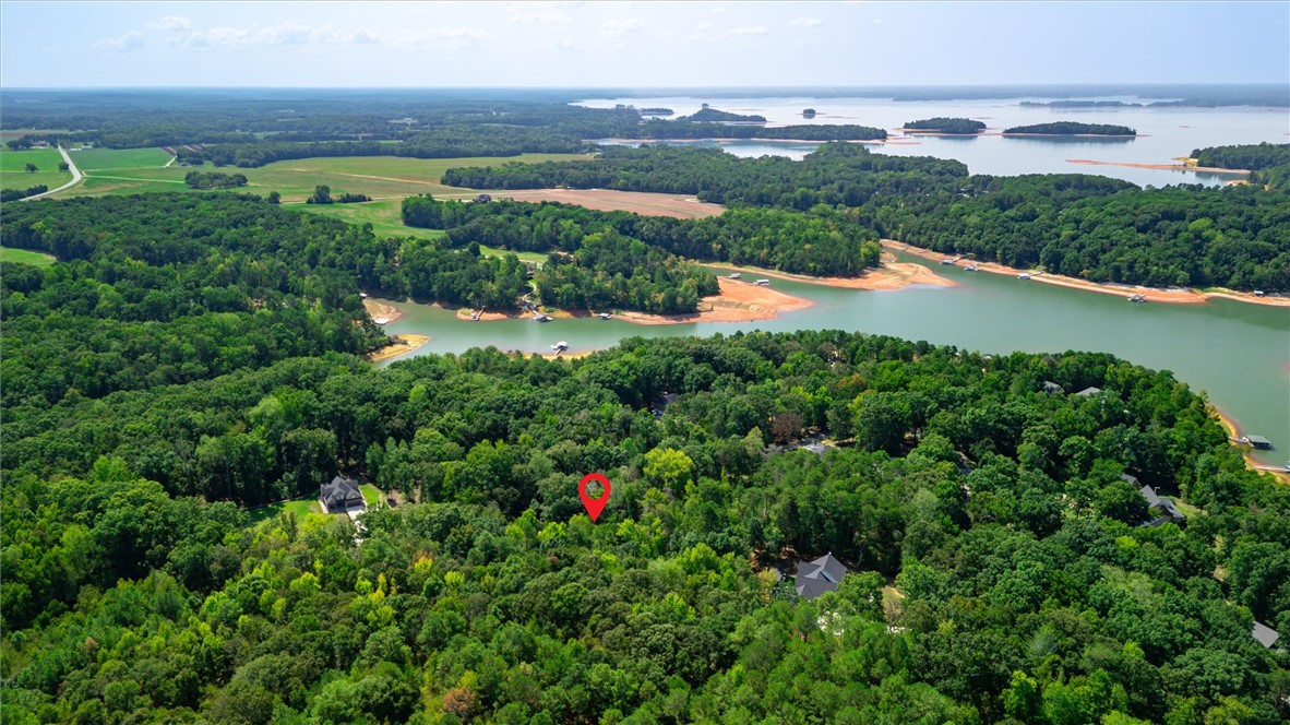 Tbd Tbd Pintail Road Anderson, SC 29626 - Photo 3 of 18 An aerial perspective showcases a densely wooded property located near a vast lake.