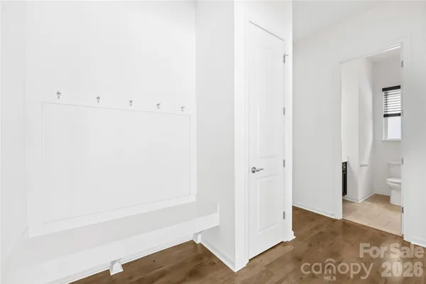 a view of small space with wooden floor