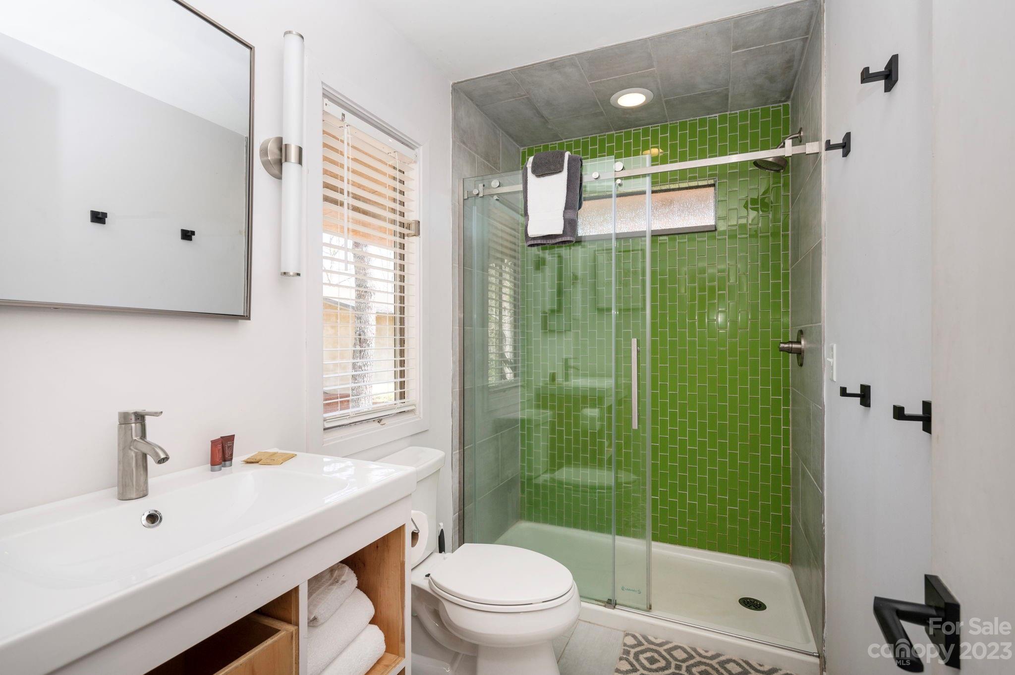 5013 Needmore Road Bryson City, NC 28713 - Photo 37 of 48 a bathroom with a shower a sink a toilet and shower