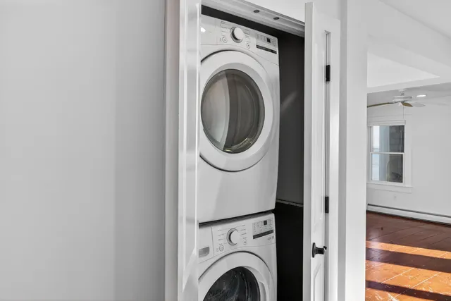 a utility room with dryer and washer
