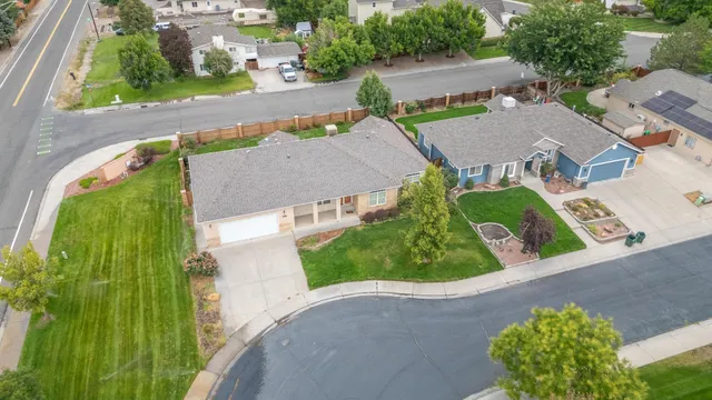 an aerial view of a house