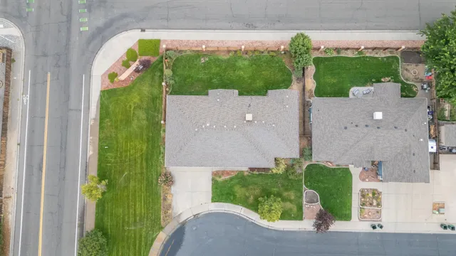 an aerial view of a house