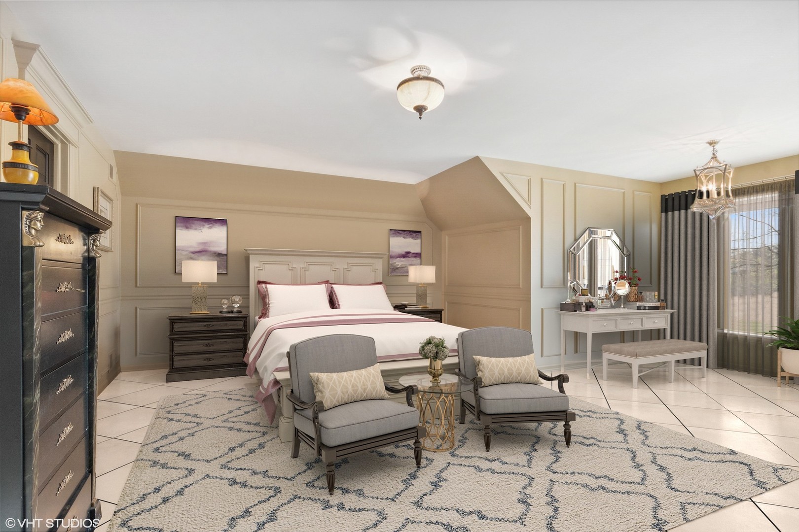 211 Otis Road Barrington Hills, IL 60010 - Photo 34 of 68 a bedroom with furniture and a fireplace