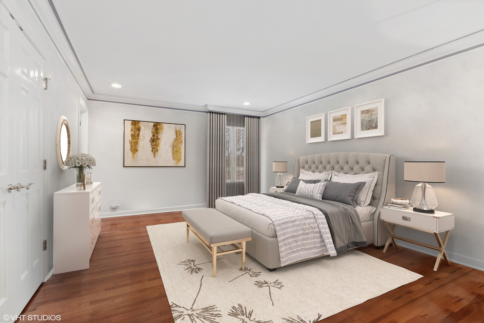 211 Otis Road Barrington Hills, IL 60010 - Photo 37 of 68 a bedroom with a large bed and a night stand