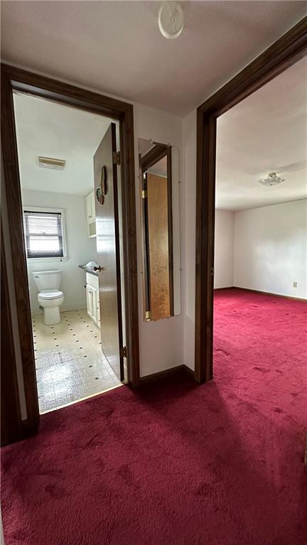 820-822 Jacoby Road Harwick, PA 15049 - Photo 32 of 44 820 MAIN UPPER LEVEL HALL SHOWING PRIMARY BEDROOM TO THE RIGHT AND 1/2 BATH IN MIDDLE BETWEEN BOTH BEDROOMS!