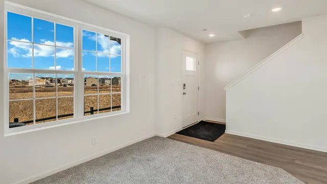 an empty room with windows