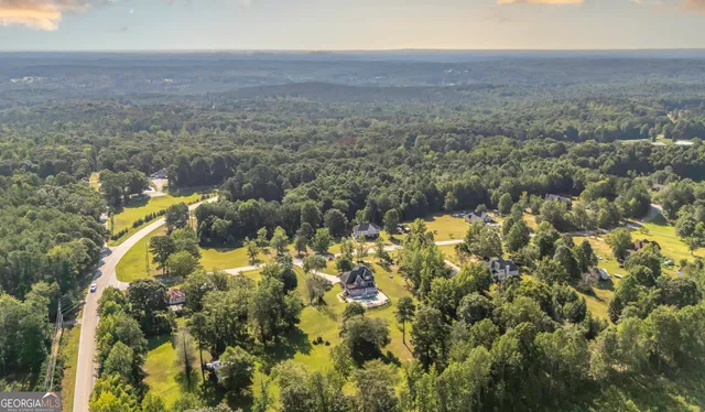 a view of a lake in middle of the forest