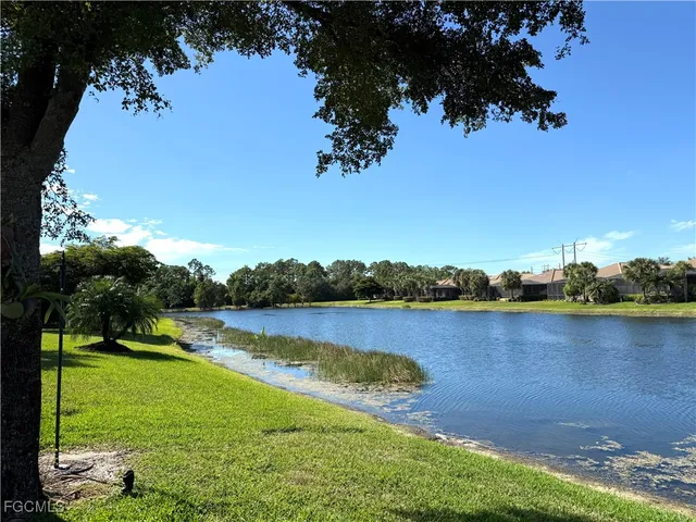 a view of a lake with houses