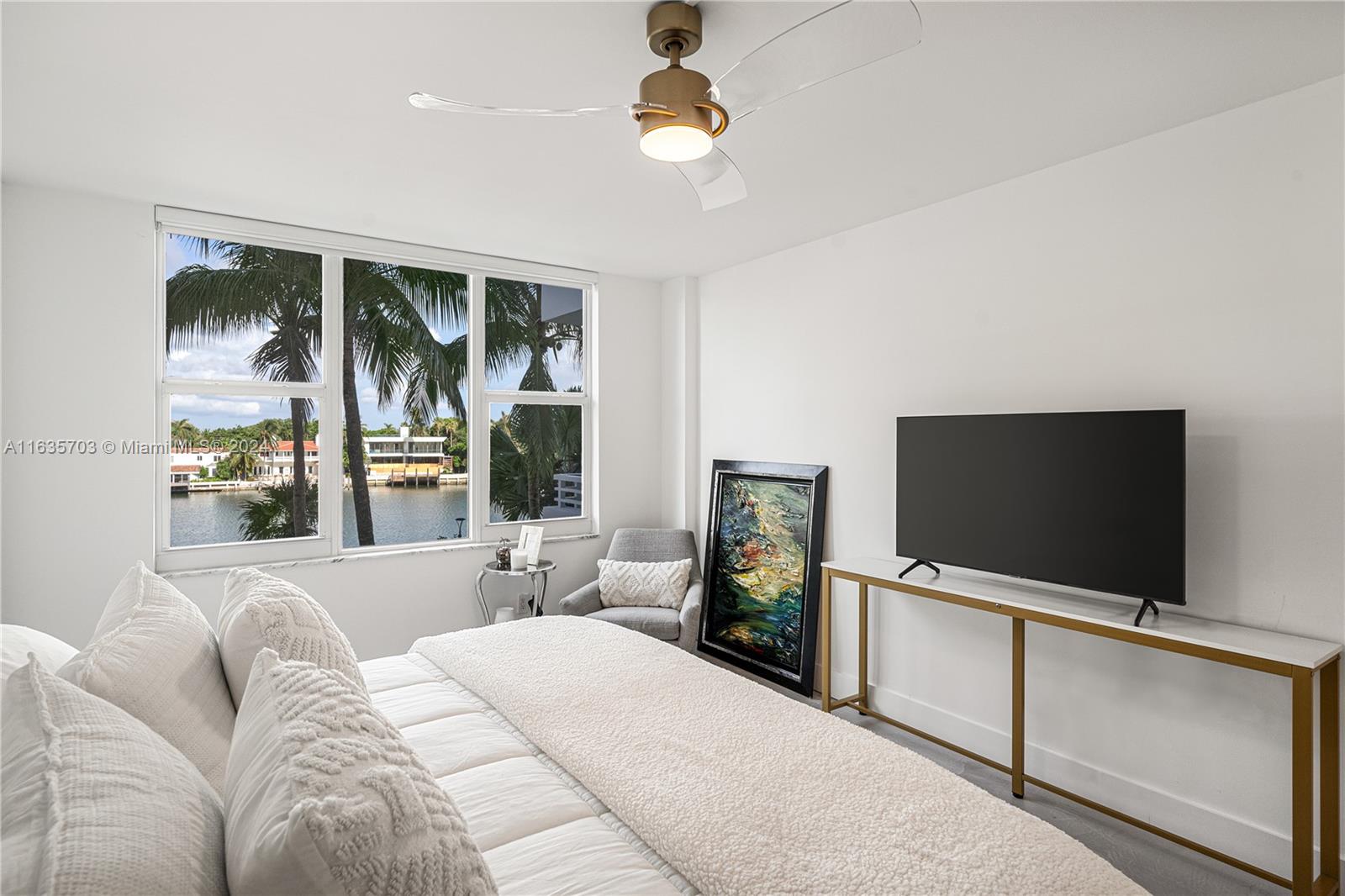 5600 Condominium Miami Beach, FL 33140 - Photo 20 of 27 a bedroom with furniture and a flat screen tv