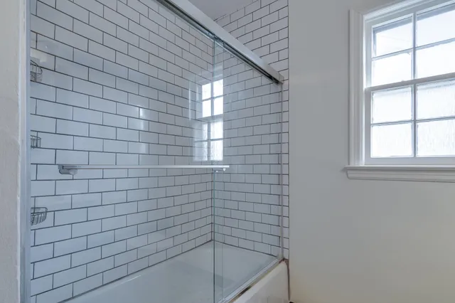 a bathroom with a bathtub