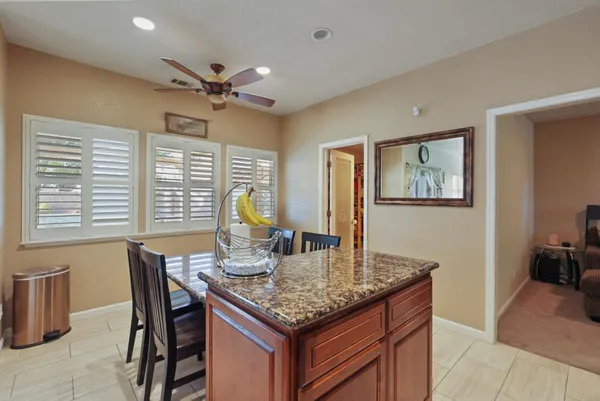 a table and chairs in a room