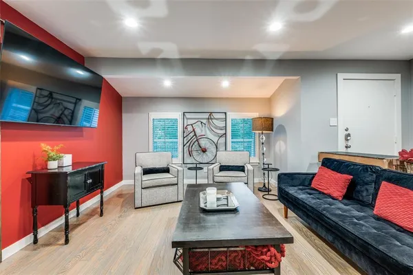 a living room with furniture