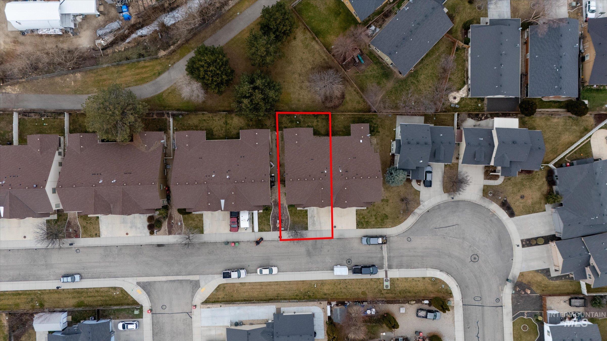 176 East Breinholt Street Meridian, ID 83646 - Photo 38 of 39 Aerial view of residential area with property boundaries highlighted