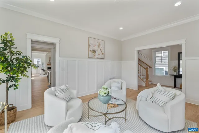 a storage room with wooden floor