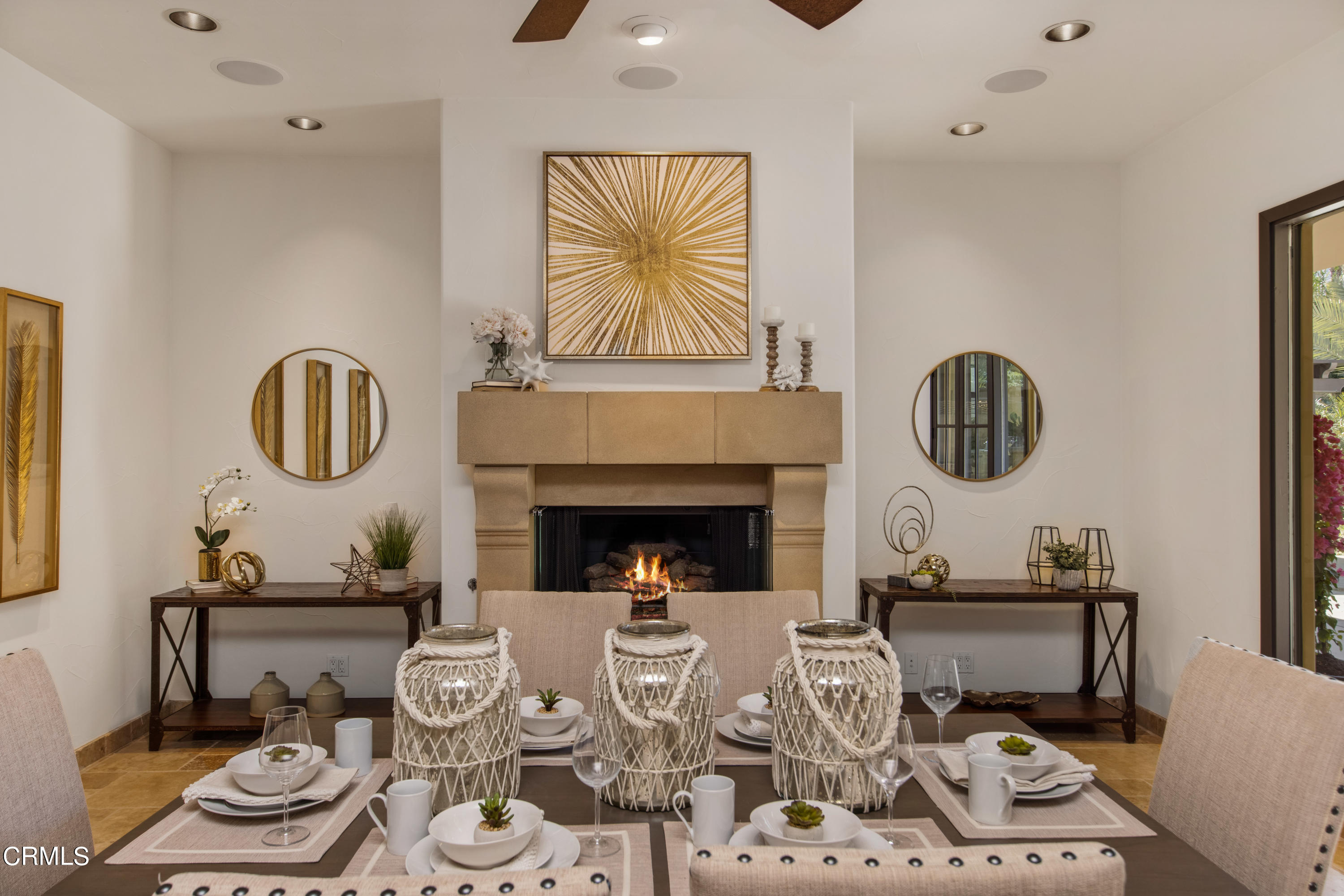 64435 Via Risso Palm Springs, CA 92264 - Photo 20 of 65 a living room with furniture a window and a fireplace