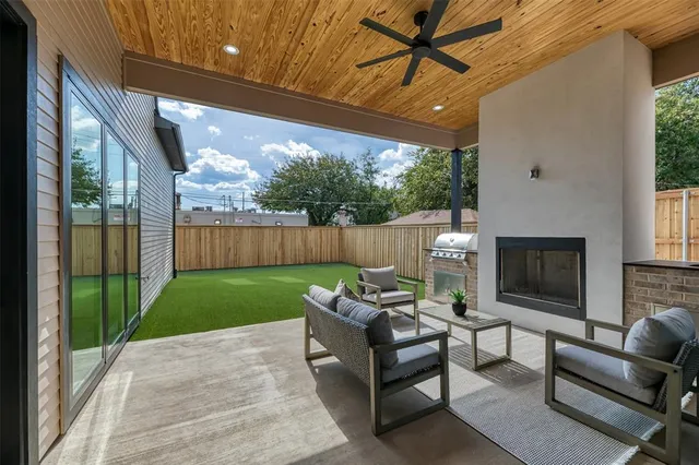 a outdoor living space with furniture and garden
