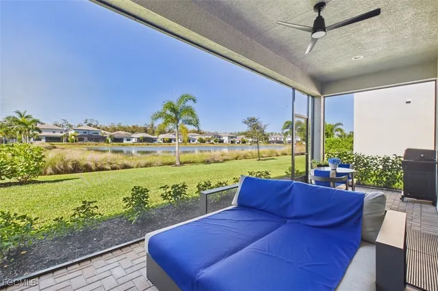 a view of a balcony with lake view and a ocean view