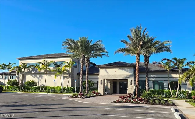 a view of a building and a street
