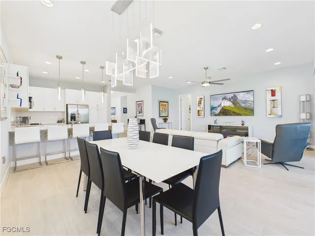 a view of a dining area with furniture