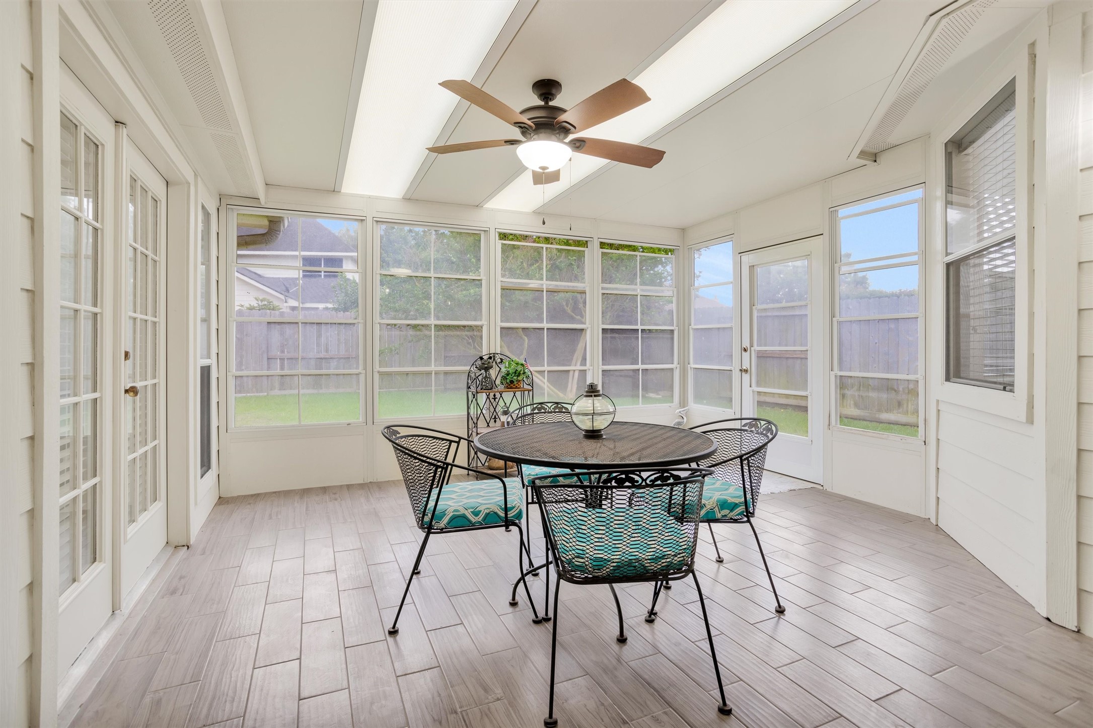 Amazing sunroom with functional windows.