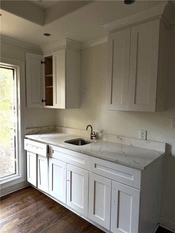 13039 Freemanville Road Alpharetta, GA 30004 - Photo 11 of 28 a kitchen with stainless steel appliances granite countertop white cabinets sink and window