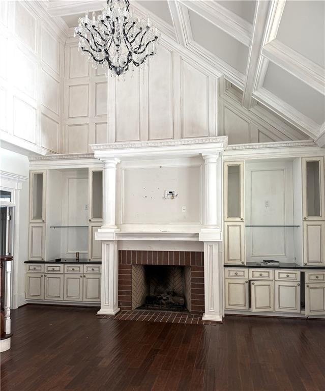 13039 Freemanville Road Alpharetta, GA 30004 - Photo 21 of 28 a view of a livingroom with a fireplace wooden floor and windows